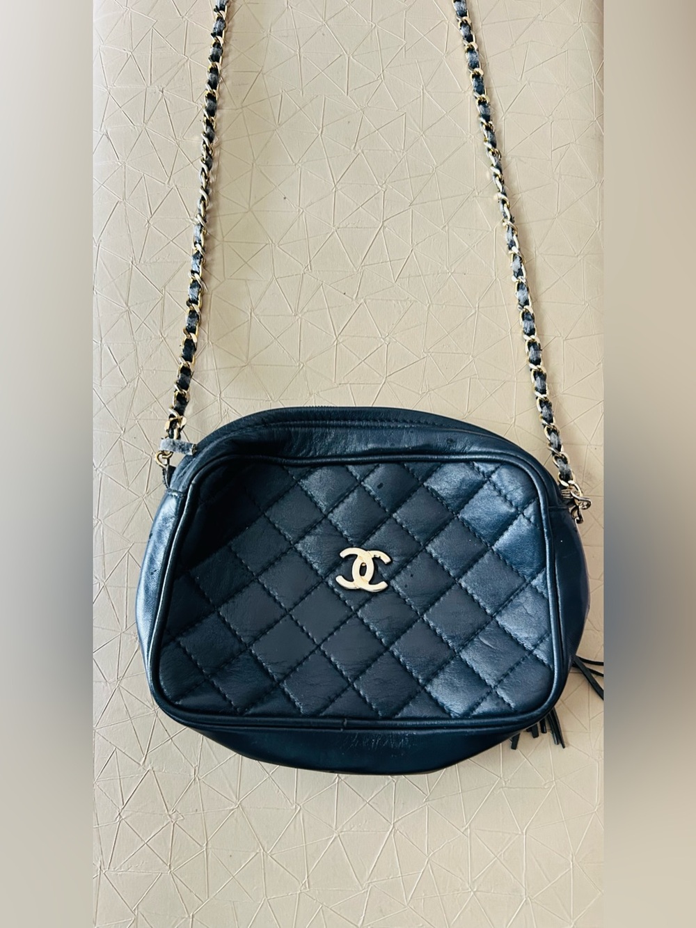 Chanel Mini leather Bag Black Quilted In Chain Made In France C592 - Picture 2 of 11